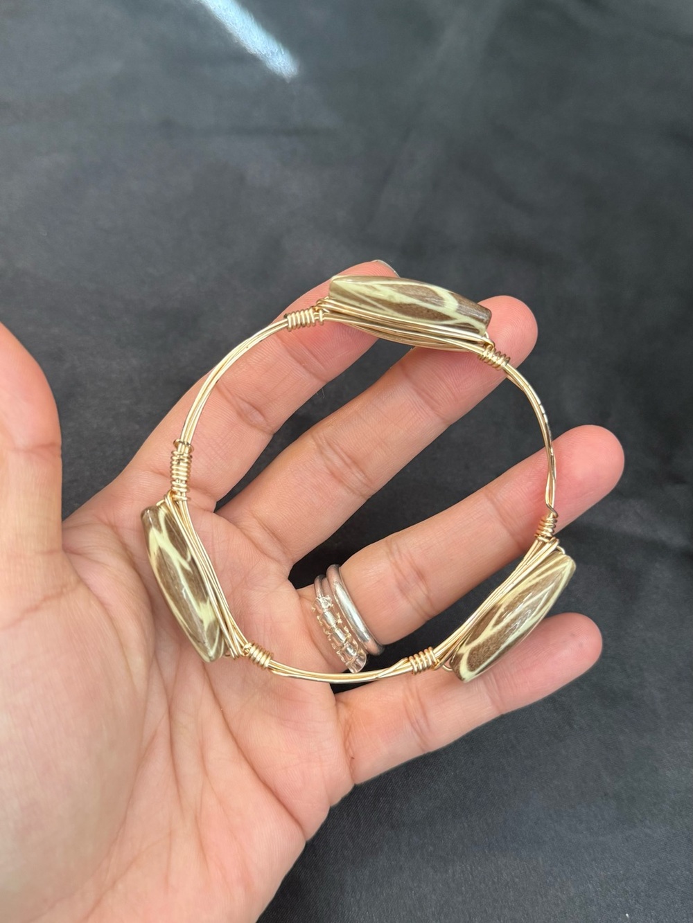Gold-Tone Wire Wrapped Bead Bangle Bracelet - Women's Gold Bracelet